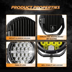 AUXBEAM 7″ 240W LED Work Lights Pods Bar Spot Driving Lamp + Protective Covers