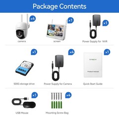 8MP Wireless Security WiFi Camera System Outdoor CCTV with 12” Monitor NVR