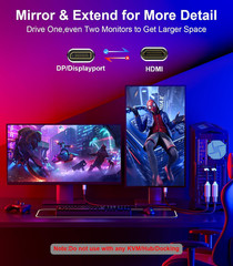 Displayport 1.4 to HDMI 2.1 Adapter 8K@60Hz/4K@120Hz Unidirectional DP