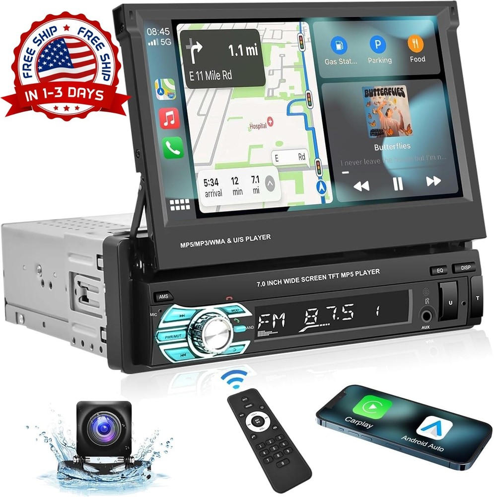 Radio Para Auto Con Pantalla 1 Din Sencillo Pantalla Tactil Bluetooth MP5 GPS FM