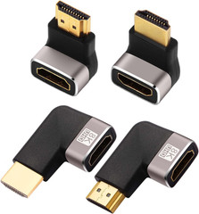 8K HDMI Eblow 4-Pack HDMI Right Angle Adapter 90 and 270 Degree Gold Plated, Sup