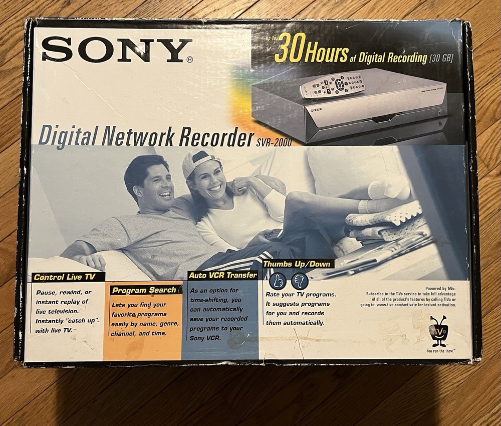 New 30GB Sony SVR-2000 TiVo 30 Hours Remote Original Box