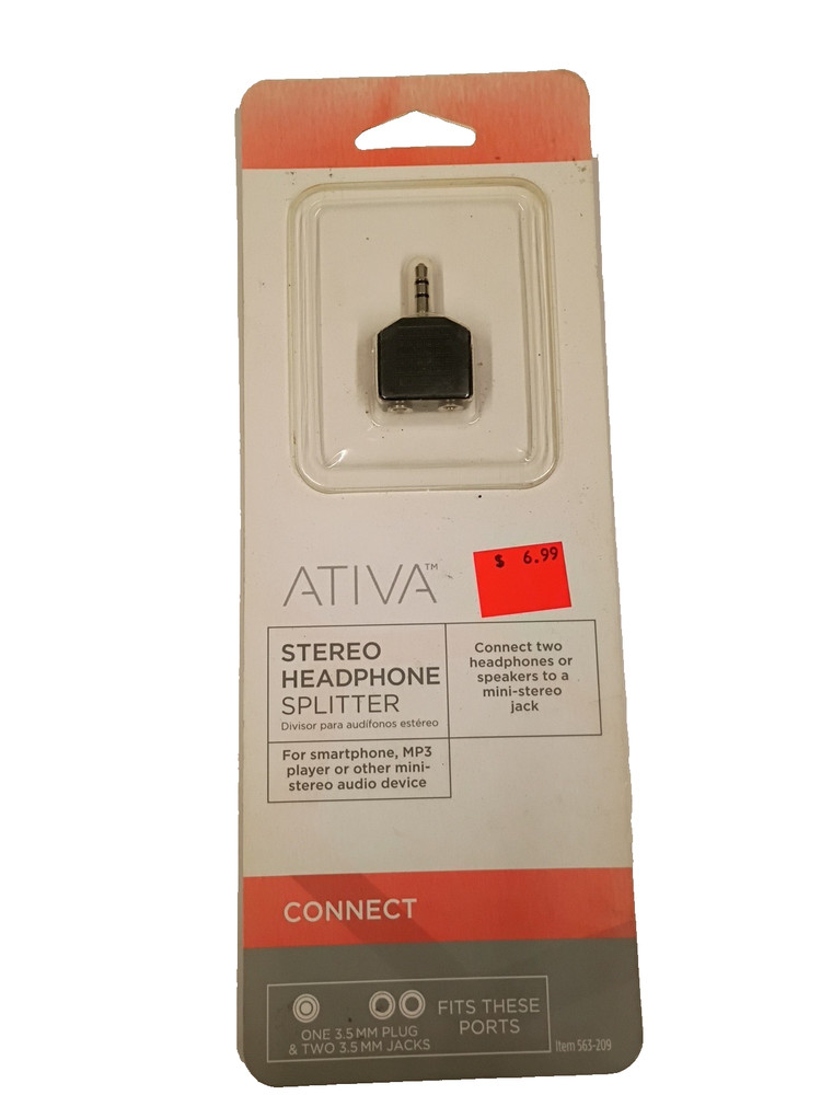 Ativa 3.5mm Stereo Headphone Splitter Jack 563-209