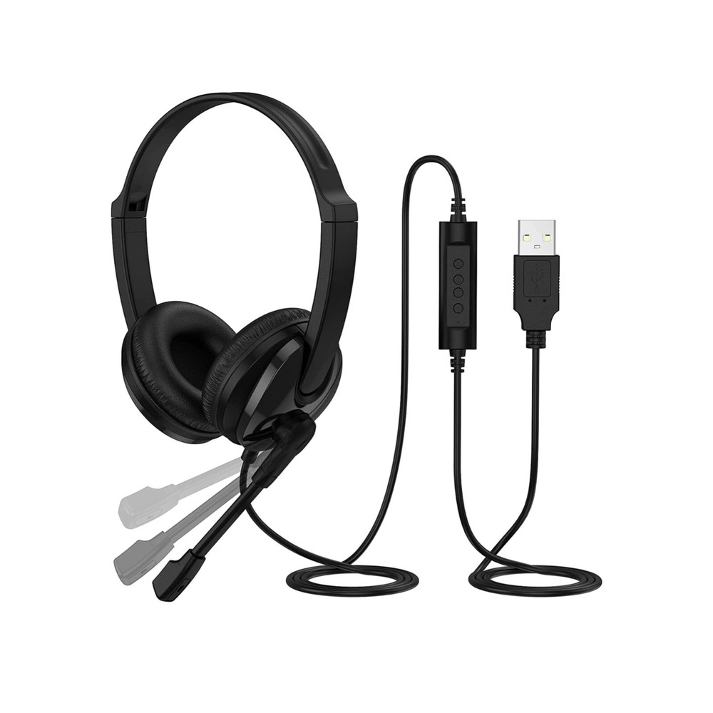 Over-Ear Gaming Headphone with Microphone Computer Wired Headset Black Plug In