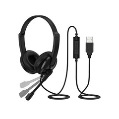 Over-Ear Gaming Headphone with Microphone Computer Wired Headset Black Plug In