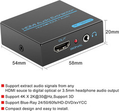 VPFET HDMI Audio Extractor Splitter 4K 3.5Mm Adapter Converter with AUX RCA L