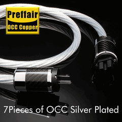 Preffair High Fidelity OCC Copper Conductor Silver Plating Power Cable DIY Plug
