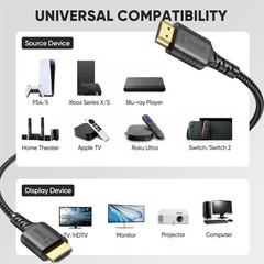 UVOOI Short HDMI Cable 1 FT 2-Pack, 48Gbps Ultra High Speed 8K 1FT, Black