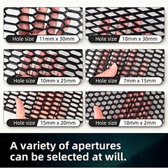 47″x16″ ABS Plastic Universal Car Grill Mesh, Honeycomb 15x20mm Black