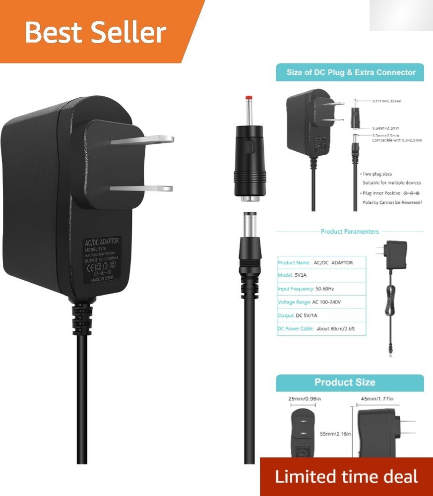 Versatile 5V 1A Adapter with 3.5×1.35mm Plug and Enhanced Safety Features