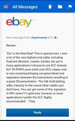 60ft ELF Custom Cables 24k Gold plated 99.9999 % pure OCC copper wire 26awg.