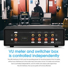 Douk Audio VU2 Dual Analog VU Meter Display 4-way RCA Audio Selector Splitter