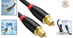 3.3ft Fiber Optic Optical Cable with Gold-Plated Connectors for Soundbar
