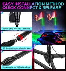 2FT-6FT COB LED Whip Light Spiral Antenna RGB Chasing for Can Am Polaris ATV UTV