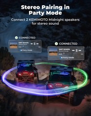 KEMIMOTO Midnight 60 26″RGB UTV Sound Bar 500W Peak Power IP66 for ATV Golf Cart