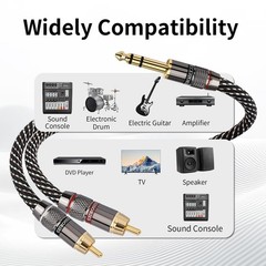 1/4 to RCA Y Splitter Cable, 6.35mm TRS to Dual RCA Audio Cord with 6N OFC & …