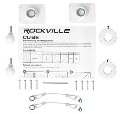 Cube by Rockville Pair of 3.5″ White Home Theater Wall Speakers+Swivel Brackets