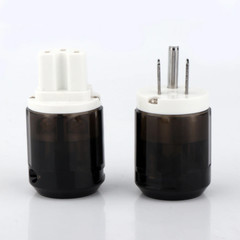 Pair Gold/Rhodium Plated US AC Audio Mains Plug IEC C15 HiFi Power Wire Connetor