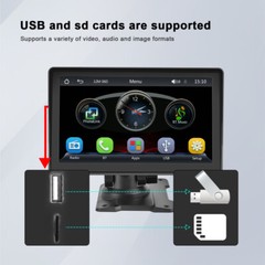 7″ Portable Car Stereo Radio Wireless Apple CarPlay Android Auto Touch Screen