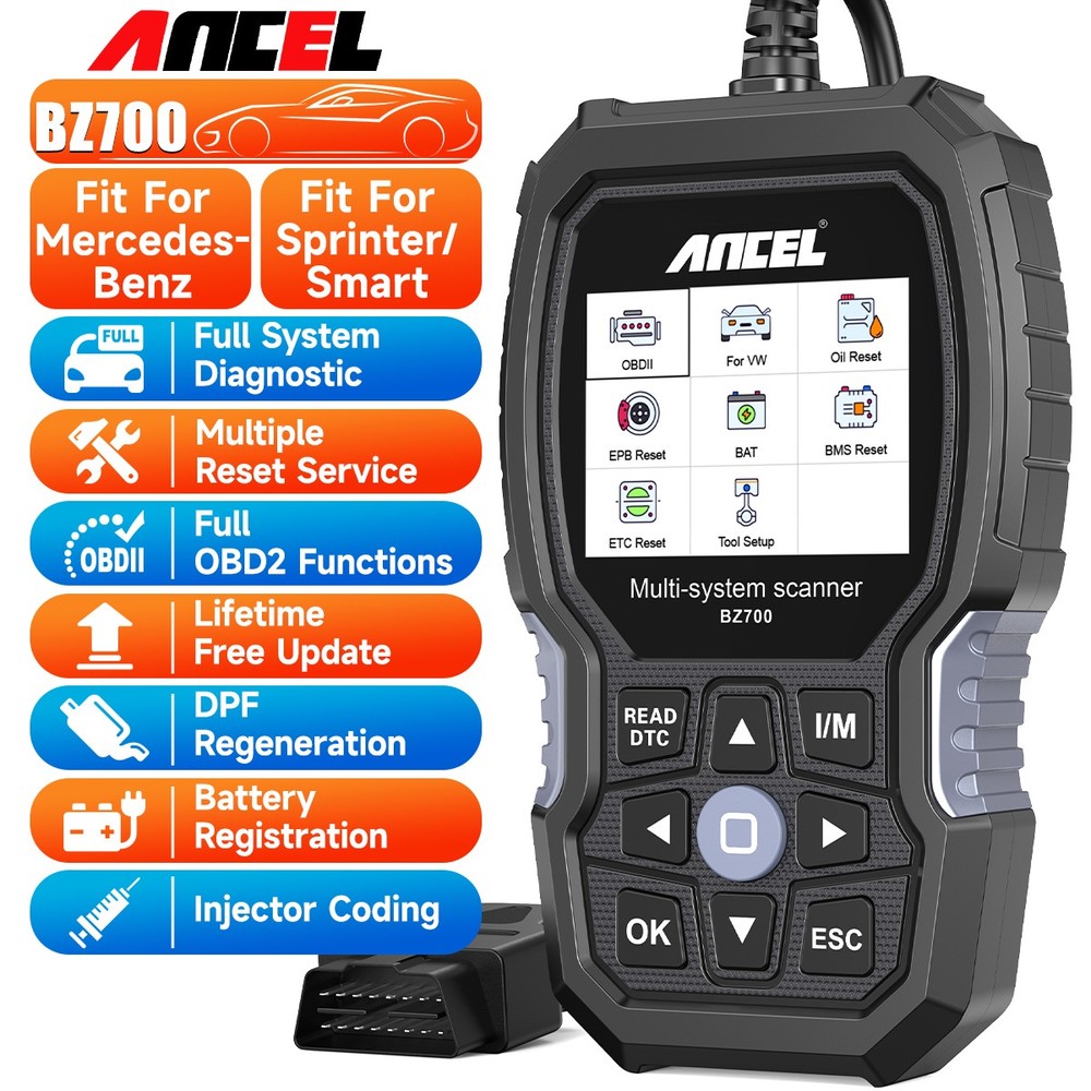 BZ700 For Mercedes Benz OBD2 Scanner All System Diagnostic Lifetime Free Update