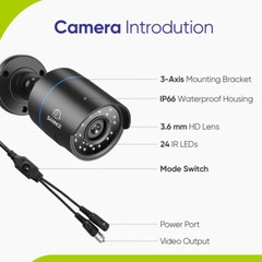 Sannce 1080P 4in1 Wired Home CCTV Security Camera Outdoor Waterproof Night Visio