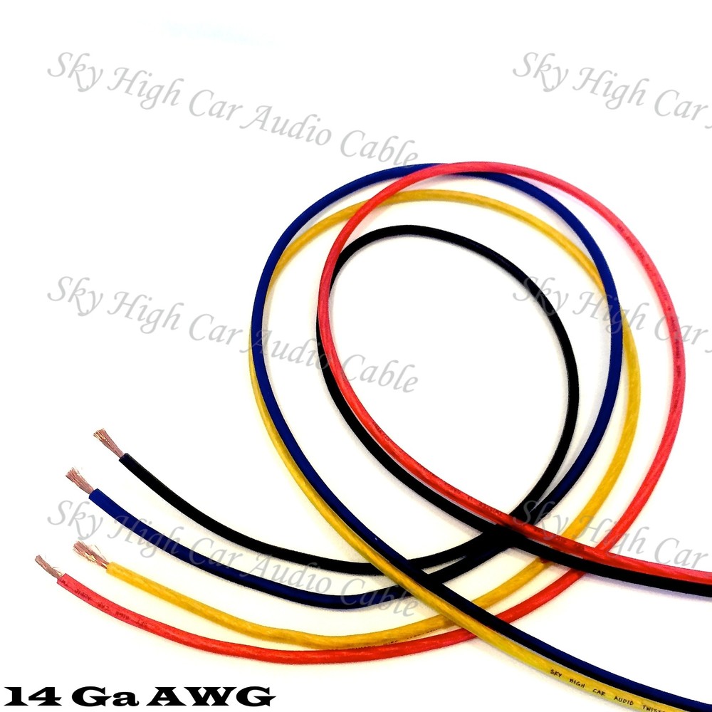 25′ EACH RED, BLUE, BLACK, YELLOW – 100 ft 14 Ga AWG Primary / Remote Wire Lead