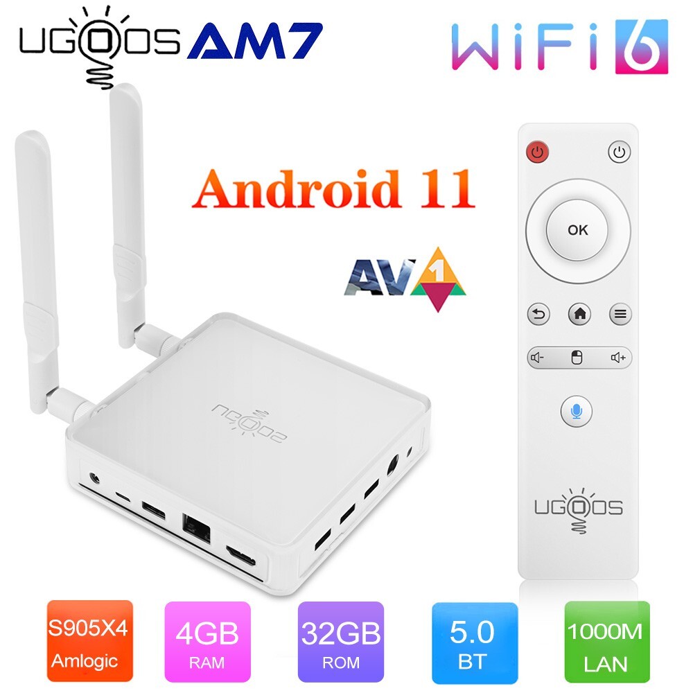 UGOOS AM7 TV BOX Android 11 Amlogic S905X4 DDR4 4GB RAM 32GB ROM WiFi6 1000M