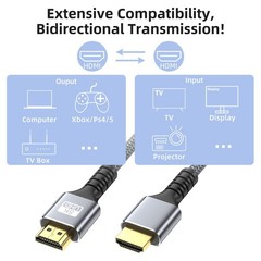 8K HDMI 2.1 Cable 6.6ft Ultra High Speed 48Gbps 8K@60Hz 4K@120Hz eARC HDR Dolby