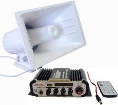 PA Power Horn Speaker (White) 100 Watt Indoor/Outdoor 80 Watt W/Bluetooth Audio