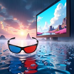 Black Adult Frame Red Blue 3D Glasses for Dimensional and