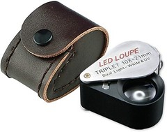 10x21mm UV/LED Triplet Illuminated Loupe-Dual Light (white & UV) Magnifier USA