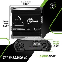 TIMPANO BUNDLE BASS AMP TPT-BASS3000 1 Ohm + 4 CHANNEL CAR AMP TPT-1000.4 2 Ohm