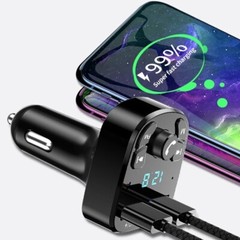 Bluetooth 5.0 Car Wireless FM Transmitter Adapter 2USB PD Charger AUX Hands-Free