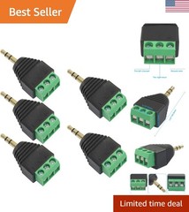 5 Pack TS Mono Male to 3 Pin Screw Terminal AUX Headphone Balun Connector, 3….
