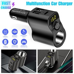 Cigarette Lighter Socket Splitter Dual USB + PD Charger Power Adapter Car DC 12V