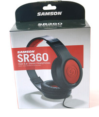 Samson Sr360 Over Ear Stereo Headphones Red And Black Lightweight Design