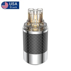Pair 24k Gold Plated US Power Plug Carbon Fiber HiFi Audio Cable DIY Connector