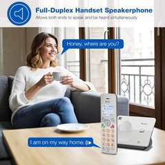 Compact EL1121 Cordless Landline Phone with Hands-Free Speakerphone & Quiet Mode