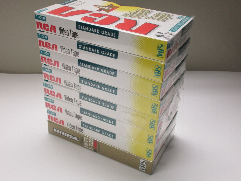Lot 8 Sealed New Blank Recordable VHS tapes RCA Universal Up to 6 Hours Each