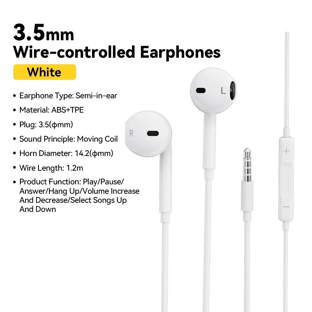 3.5mm Wired Earphones In-Ear Headset with Microphone Stereo Headphones