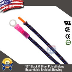 10 FT. 1/16″ Black Blue Expandable Wire Sleeving Sheathing Braided Loom Tubing