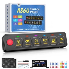 AS-60 6 Gang Switch Panel Light Multifunction Toggle Strobe Circuit Control Box
