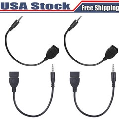 4Pcs 3.5mm Male Audio AUX Jack to USB 2.0 Type A Female OTG Converter Adapter