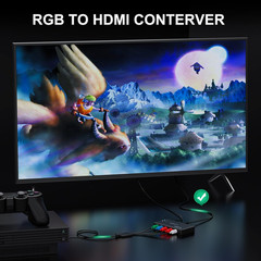 Component to HDMI Converter, Ypbpr RGB + R/L Audio to HDMI V1.3 Converter Adapte