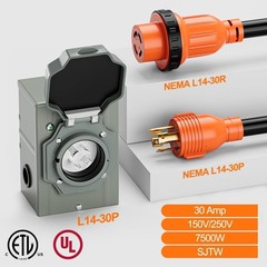Ueakpic 30 Amp Generator Cord And Pre-Drilled Outlet Kit 25Ft Generator Cable