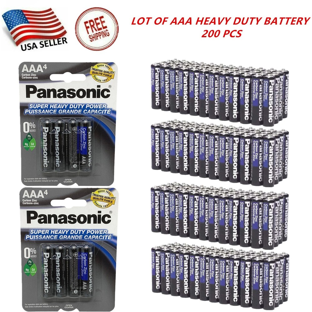 WHOLESALE LOT OF 200 PCS of Panasonic AAA Batteries Heavy Duty Power Carbon-Zinc