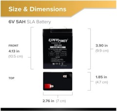 6 Volt 5Ah Sealed Lead Acid Multipurpose Battery for Alarms, Motorcycles, ATVs