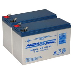 Power-Sonic 12V, 7Ah, AGM F2 Terminal Battery Compatible with OD 6-DW-7 – 2 Pack