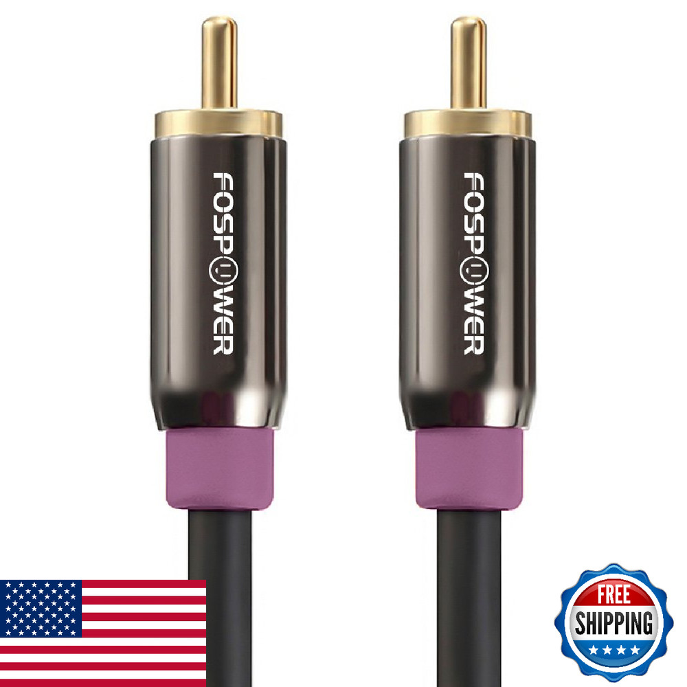 FosPower 10 FT RCA Male to Male Subwoofer Cable 24K Gold Plated Dual Shielded Co