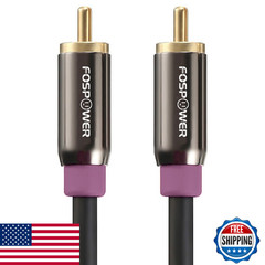FosPower 10 FT RCA Male to Male Subwoofer Cable 24K Gold Plated Dual Shielded Co
